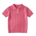 thumbnail image 3 of FSYBOA Girls Polo Shirts, Shorts Sleeves Collared Fashion Casual Kids Summer Tops Pink Size 10-12T, 3 of 7