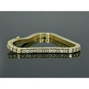 NV DIAMONDS 3.50CT Natural Diamond (I-J,SI1) Round Cut Tennis Bracelet 14K Yellow Gold Fine Jewelry Unisex Gift