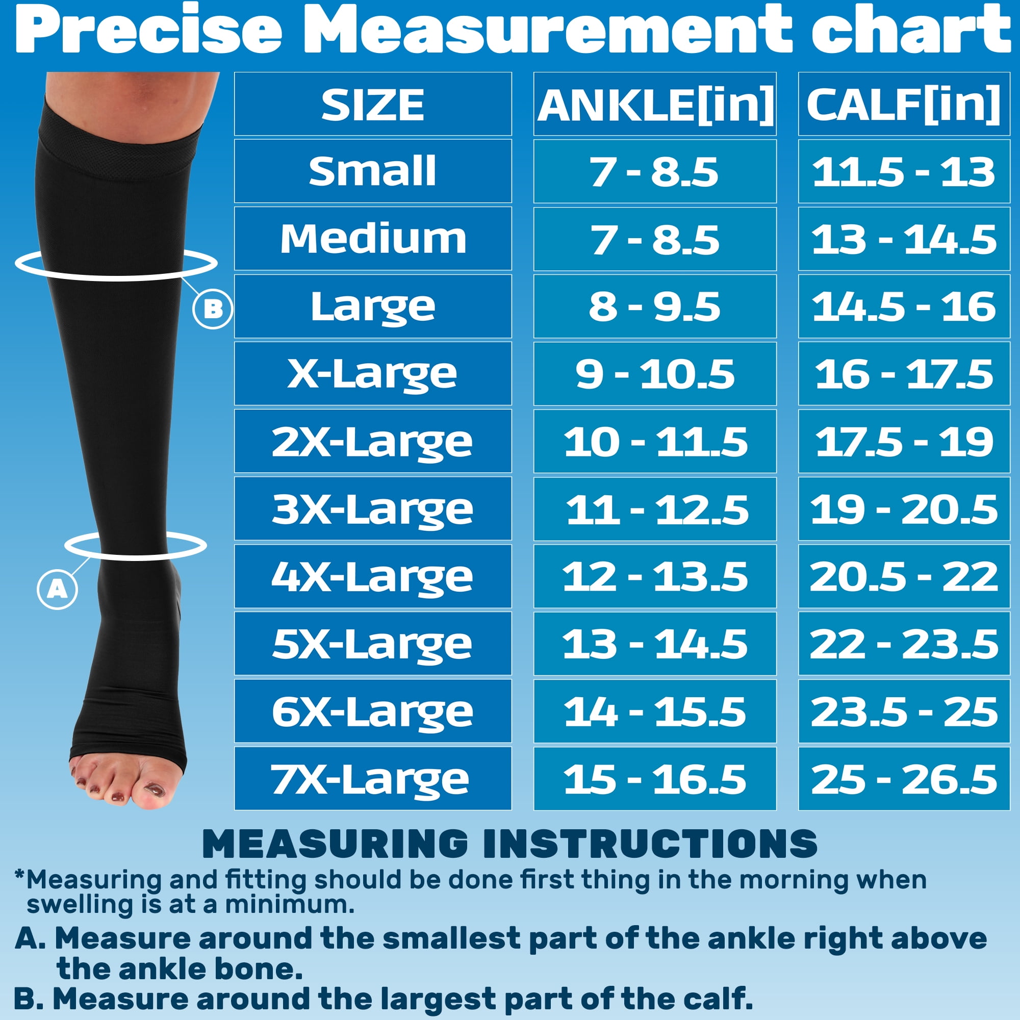 Made in USA - Opaque Men & Womens Compression Knee High 20-30mmHg - Black, Large