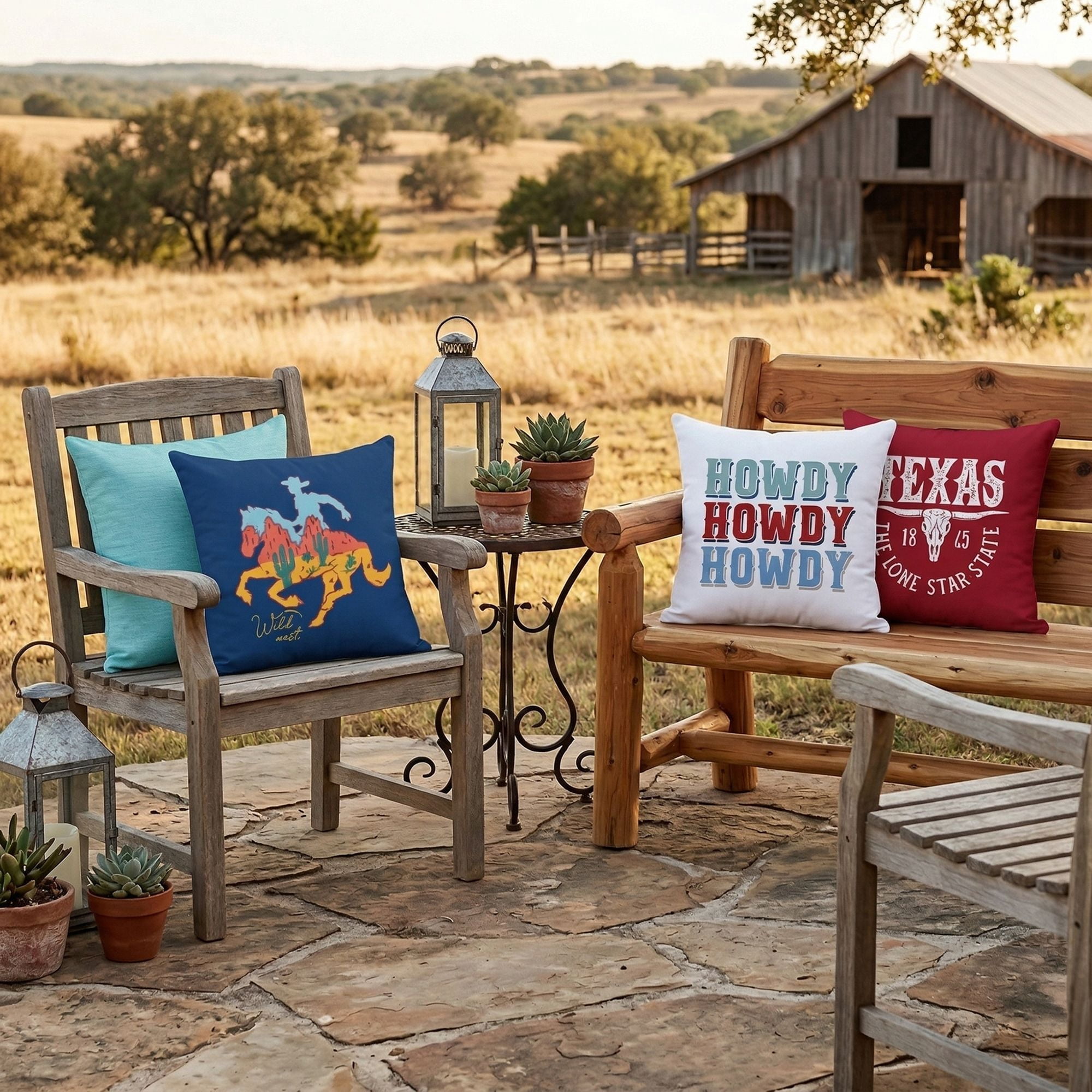 Mainstays 16 in x 16 in Texas Desert Outdoor Pillow, Royal