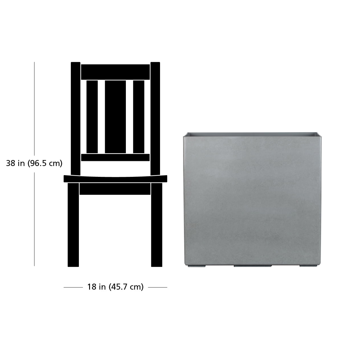 Mainstays Asher 24" x 12" x 24" Rectangle Gray Plastic Planter