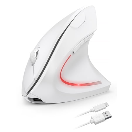 TECKNET Ergonomic Wireless Mouse Rechargeable Mouse Wireless Silent for Carpal Tunnel Right Hand 2.4GHz USB Vertical Mouse Wireless for Laptop 5 Adjustable 4800 DPI Computer MacBook Desktop