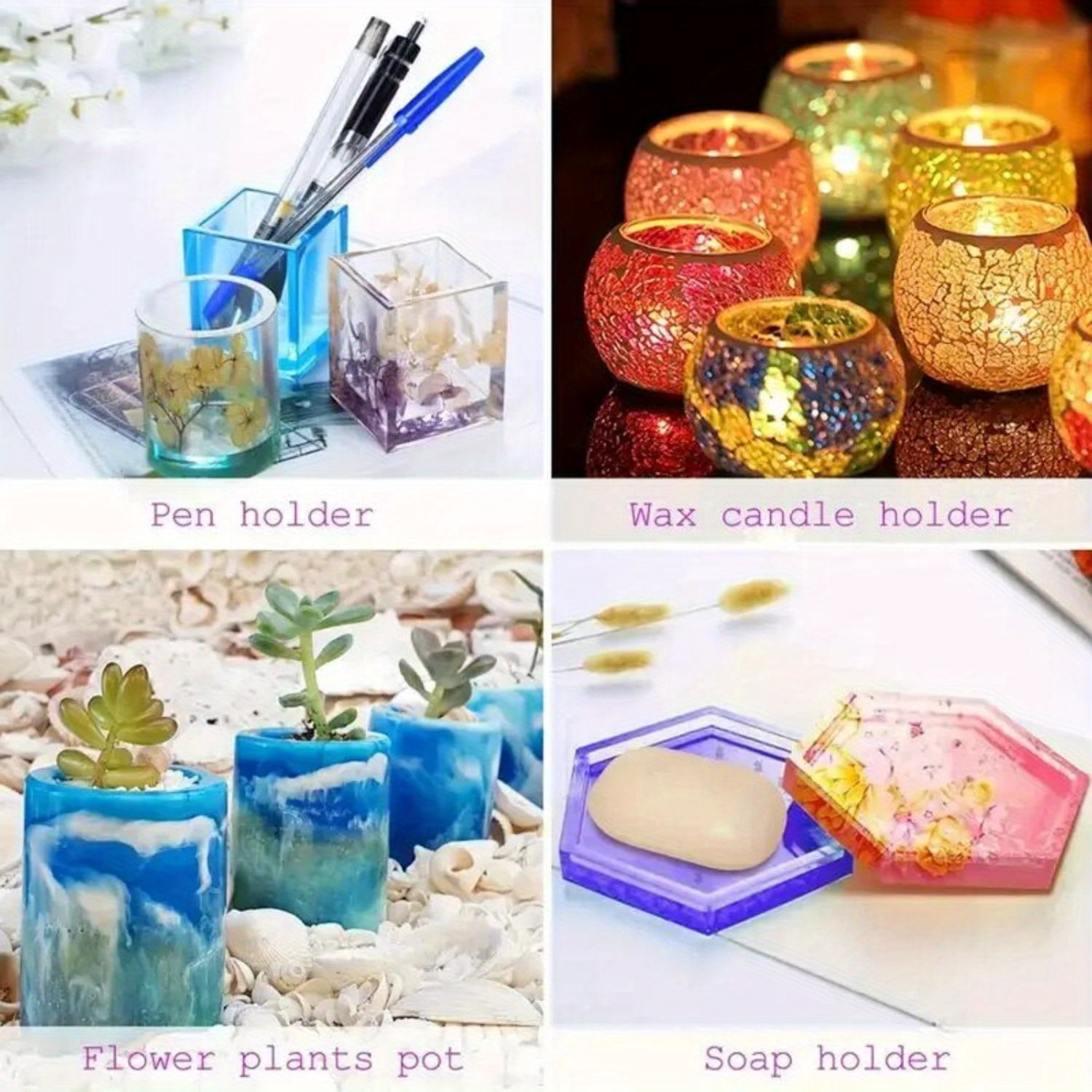 28Pcs Silicone Resin Molds Set, Multi-Shape Casting Molds for Epoxy Resin, Candles Making with Measuring Cup, Cube, Square, Round Molds - Silicone Molds for Home Decor