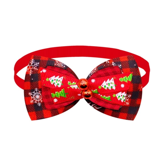 Dog Collar Christmas Plaid Bowtie with Bells Extra Small for Small Dogs Holiday Pet Accessory