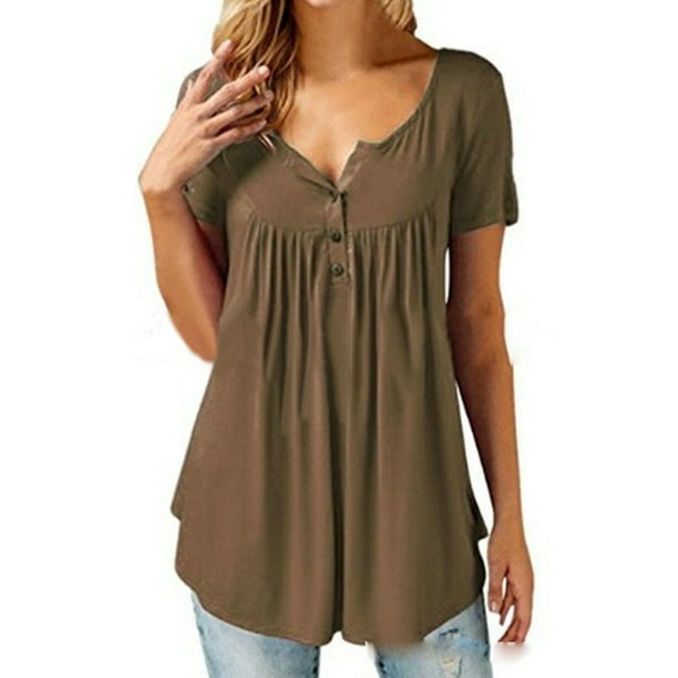 round neck t shirts with buttons