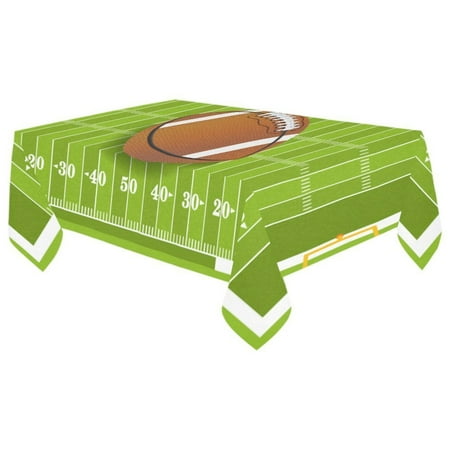 

MYPOP Grass Football Field Tablecloth 60x104 Inches Football Sitting at Midfield of Grass Tablecover Desk Table Cloth Cover for Christmas Wedding Party Decor