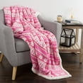 Sherpa Fleece Throw Blanket With Pink Snowflake Pattern Lightweight Hypoallergenic Bed or Couch