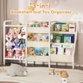 thumbnail image 4 of B2 Kids Bookshelf and Toy Storage, 3 Tier Book Shelf for Kids Rooms, Sling Toddler Bookshelf with Stuffed Animal Storage, Montessori  Bookcase for Nursery, Bedroom, Playroom, White, 4 of 7