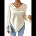 thumbnail image 2 of Blusas de Mujer con Cuello Vuelto, Larga, para Profesora, Oficina, Negocios, Elegantes, Informales Albaricoque M, 2 of 10