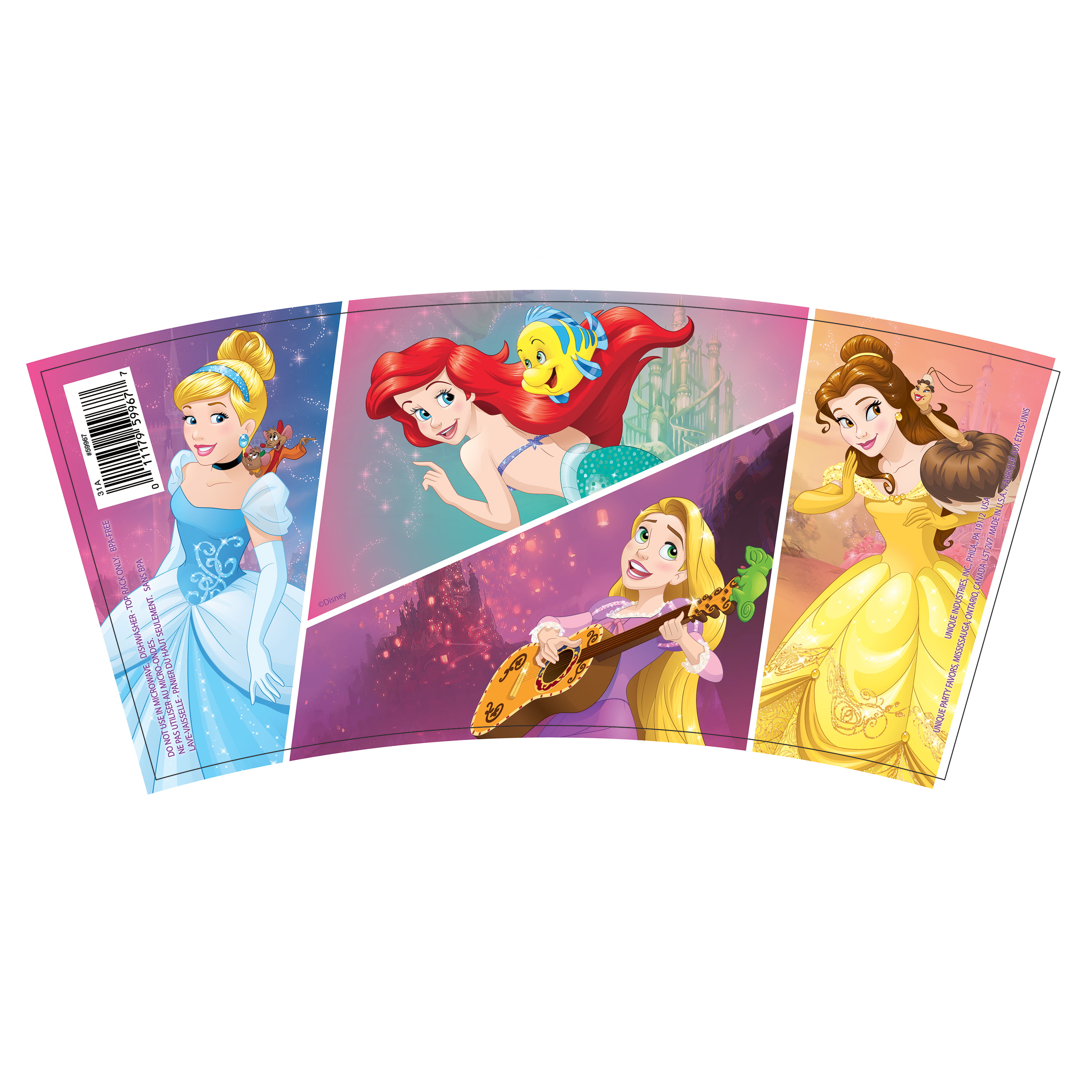 Disney Plastic Cups - Lenticular Princess Believe in Every Wish - Set of 4