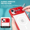 thumbnail image 4 of Clear Case Compatible with iPhone 14 Plus MagSafe with Sliding Camera Cover Protector, [Strong Magnets][Anti Yellow] Transparent Acrylic Back Soft TPU Frame iPhone 14 Plus 6.7" (Red), 4 of 13