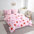 thumbnail image 3 of Homewish Kids Red Strawberry Bedding Comforter Set, Girly Pink Bow-tie King Bedding Sets, Cartoon Yummy Fruit Reversible Bed Sheets, Luxury Bedroom Decor, 3 of 7