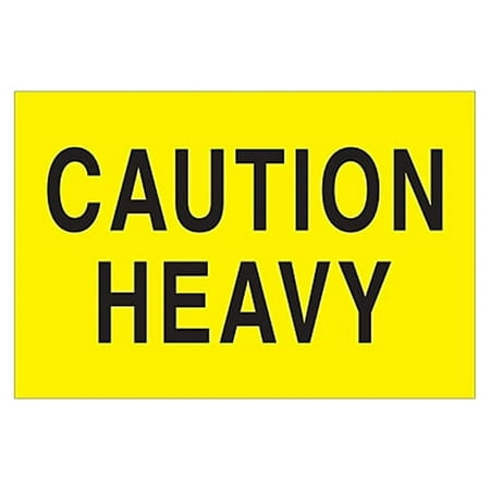 UPC: 0848109055640 | Box Partners DL1610 2 x 3 in. Caution Heavy Labels Fluorescent Yellow