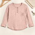 thumbnail image 6 of Ulanda Toddler Girls Henley T Shirt Kids Long Sleeve Casual Button Down Linen T-Shirts Summer Loose Three Quarter Tees Tops Blouses (Pink, 3-4 Years), 6 of 7