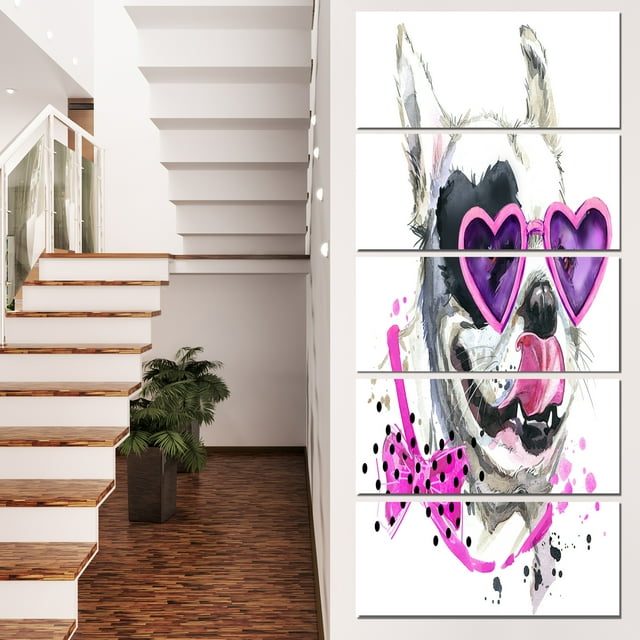 Funny Dog with Heart Glasses - Animal Canvas Wall Art