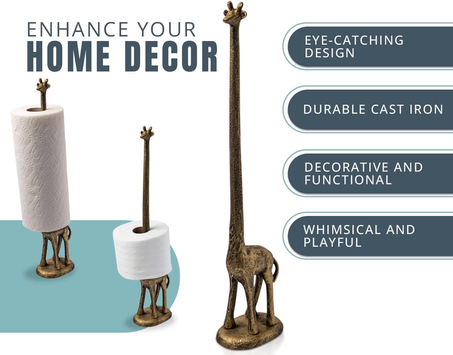 Comfify Paper Towel Holder, Cast Iron, Giraffe Design, Freestanding
