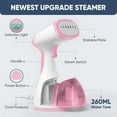 thumbnail image 6 of Steamer for Clothes, 1500W Fast Heat Up Handheld Garment Steamer, Portable Travel Clothing Fabric Steamer with Upgraded Nozzle and 260ml Water Tank (Light Pink), 6 of 6