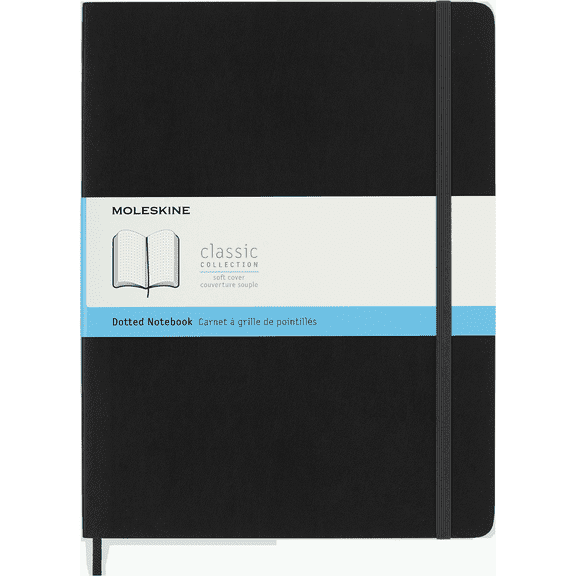 Moleskine Classic Notebook, Soft Cover, XL (7.5" x 9.75"), Dotted, Black