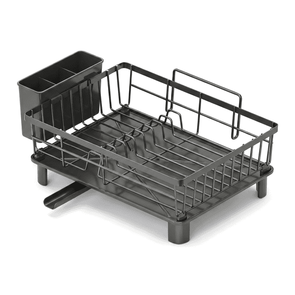 Dish Drying Rack, Dish Drying Rack for Kitchen Counter, Large Compact Dish Rack with Drainboard,Dish Drainer with Utensil Holder for Sink,Black Dish Rack