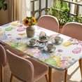 thumbnail image 3 of Easter Bunny Table Cloths for 4 Foot Rectangle Tables, Colorful Easter Eggs Spring Pink Peach Flowers Patio Waterproof Elastic Fitted Tablecloths, Washable Rectangular Table Cover for Camping, 3 of 8