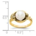 thumbnail image 2 of Solid 14k Yellow Gold 7.5mm Pearl and Diamond Ring Band with CZ Cubic Zirconia Size 9, 2 of 3