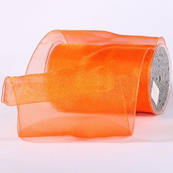 The Ribbon People Orange Sheer Solid Wired Craft Ribbon 6" x 27 Yards