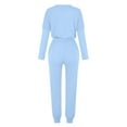 thumbnail image 6 of Yeaiivve Lounge Sets for Women Two Piece Outfits Solid Casual Sweatsuits Sets V Neck Cardigan Jogger Sweatpants Workout Athletic Tracksuits Light Blue XXL, 6 of 6