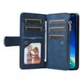 thumbnail image 4 of Jiahe Cover for iPhone 14 Pro Max Case Wallet for Women Men, Vintage PU Leather Magnetic Flip Wrist Strap Zipper Card Holder Pocket Phone Case for iPhone 14 Pro Max,Blue, 4 of 10
