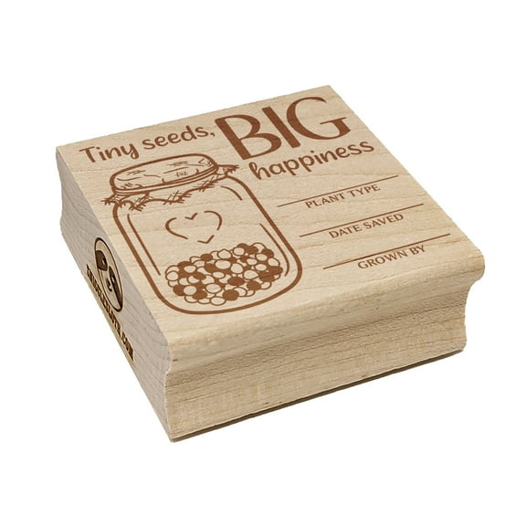 Tiny Seeds Big Happiness Fill In Plant Seed Packet Square Rubber Stamp Stamping Scrapbooking Crafting - Small 1.25in