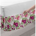 thumbnail image 2 of Exotic Bed Skirt, Tropical Plant Monstera Hibiscus Flower Coconut Palm Leaf Summer Bouquet, Elastic Bedskirt Dust Ruffle Wrap Around for Bedding Decor, 4 Sizes, Pink Purple Fern Green, by Ambesonne, 2 of 2
