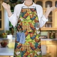 thumbnail image 3 of Green Chicken Farm Pattern Apron-Garden Aprons for Women with Pockets-Cotton Linen Waterproof Kitchen Cooking Gardening Aprons Adjustable for Kitchen,Cooking,BBQ and Salon 33x27 Inch, 3 of 3