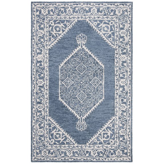 SAFAVIEH Micro-Loop Esmond Floral Area Rug, Blue/Ivory, 8' x 10'