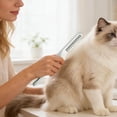 thumbnail image 3 of White 3 in 1 Double Sided Pet Dematting Comb, Deshedding Detangling Flea Removal Grooming Tool, Stainless Steel Teeth Gentle on Long Short Hair, Ergonomic Handle, for Cats Dogs Daily Grooming Care, 3 of 5