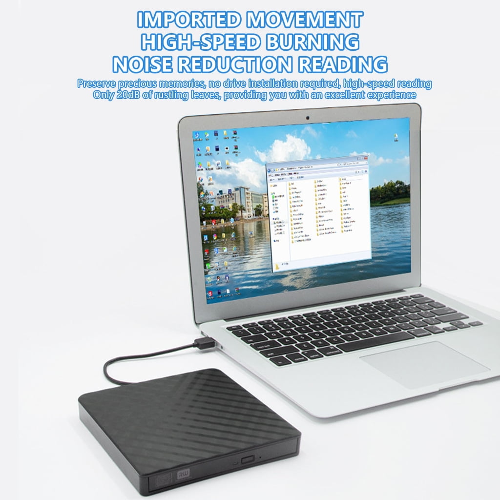 Portable External Opticaled Disk Drive Reader With USB3.0 And USB C For Laptops Thin and Easy Installlation