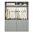 thumbnail image 5 of Aheaplus Set of 2 Closet Systems: 6 Wood Drawers + 2 Hanging Rods + 2 Shelves, Freestanding Walk-in Closet Organizer, 48x15x80 Inch, Heavy Duty,Gray, 5 of 5
