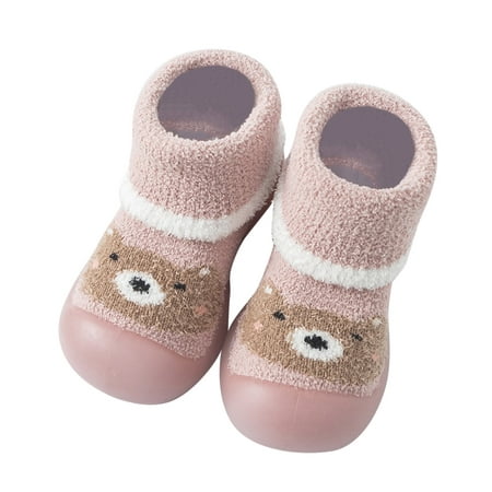 

Shpwfbe Shoes Toddler Baby Boys Girls First Walkers Thickened Warm Cute Cartoon Antislip Prewalker Sneaker Kids Socks