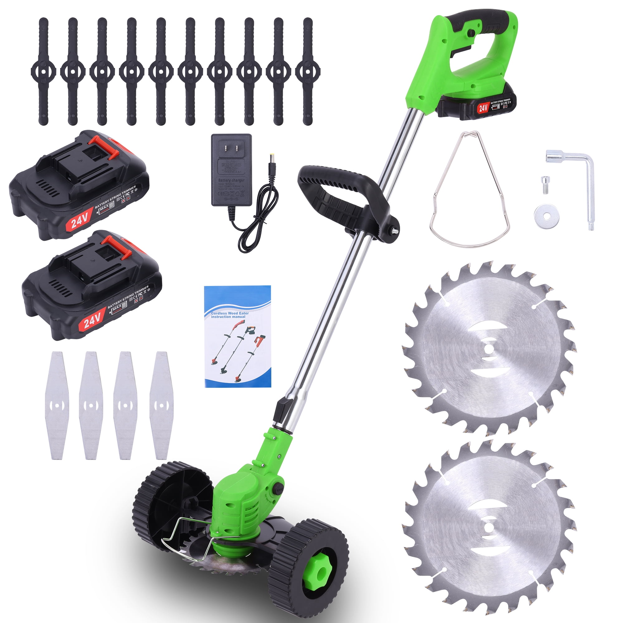 Electric Weed Eater Lawn Edger Cordless Grass String Trimmer Cutter 24V &Battery