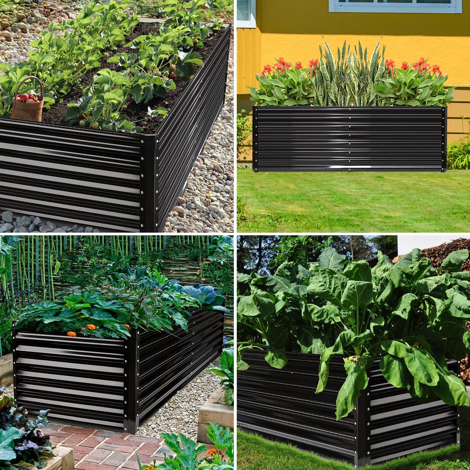 Raised Garden Bed Outdoor, Metal Raised Rectangle Planter Beds for Plants, Vegetables, Flowers, Black 6x3x1ft