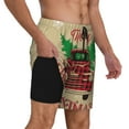 thumbnail image 2 of Zufioo Christmas Vintage Red Truck Mens Swimsuit Trunks with Compression Liner,Quick Dry Sports suit,Beach Board Shorts with Pockets,Bathing Suits-Large, 2 of 6