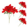 thumbnail image 4 of Ramo de 4 flores artificiales de Pascua con tallos, color rojo vibrante, para decoración navideña, centro de mesa para fiestas navideñas en interiores, 4 of 8