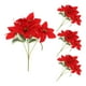 thumbnail image 4 of Ramo de 4 flores artificiales de Pascua con tallos, color rojo vibrante, para decoración navideña, centro de mesa para fiestas navideñas en interiores, 4 of 8