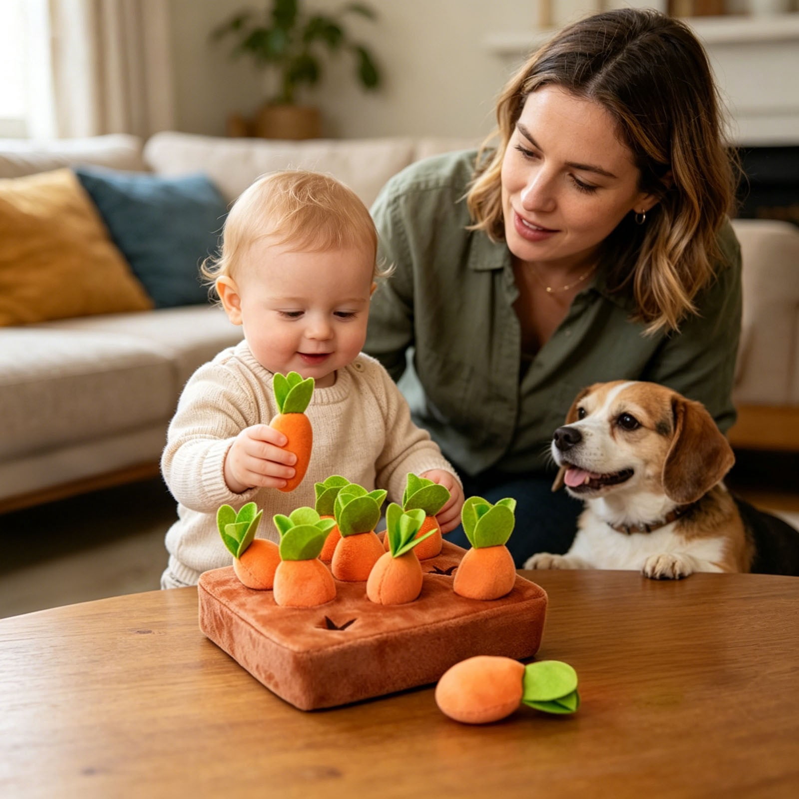 Carrot Shape Interactive Puzzle Chew Toy Wear Resistant Lightweight Mental Stimulation Play Accessory for Cat Dog Indoor Leisure