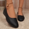 thumbnail image 2 of Wedges Heels for Women Retro Leather Slip on Low Wedge Dressy Shoes Casual Comfy Round Toe Walking Shoes Black Size 9, 2 of 6