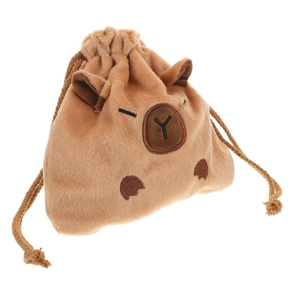 ELAYARD Fluffy Portable Travel Makeup Bag Cute Animal Drawstring Cosmetic Storage Pouch