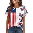 thumbnail image 4 of Goodtrade8 Womens Summer T Shirts Red White and Blue American Flag Pullover Casual Short Sleeve , 4th of July Red White and Blue Graphic Independence Day Tops for Women Fashion, 4 of 5
