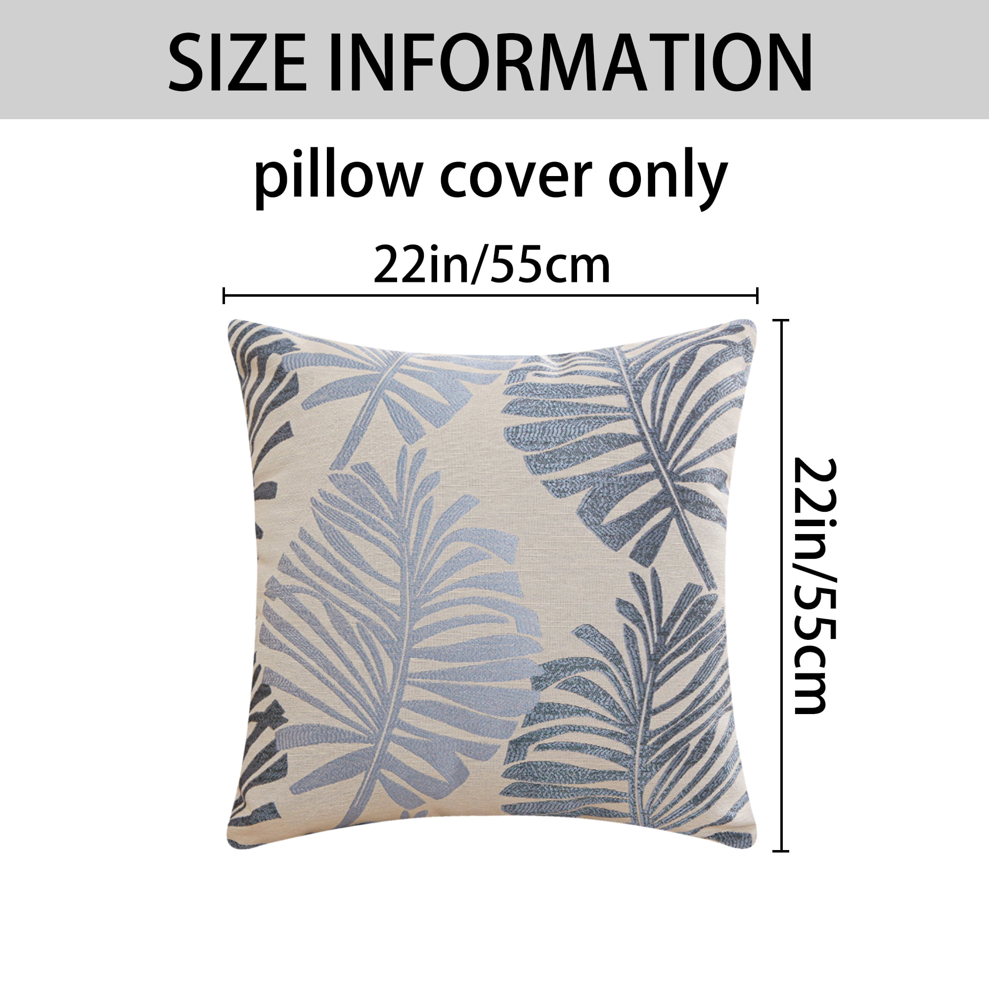 Unique Bargains 4 Pcs Soft Palm Leaf Pattern Cushion Case Light Blue/Yellow 22" x 22"