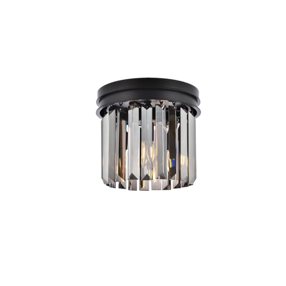 Sydney 3 light Matte Black Flush Mount Silver Shade (Grey) Royal Cut Crystal