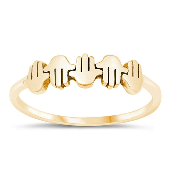 All in Stock Gold-Tone Sterling Silver Mini Hands Stackable Ring Size 4
