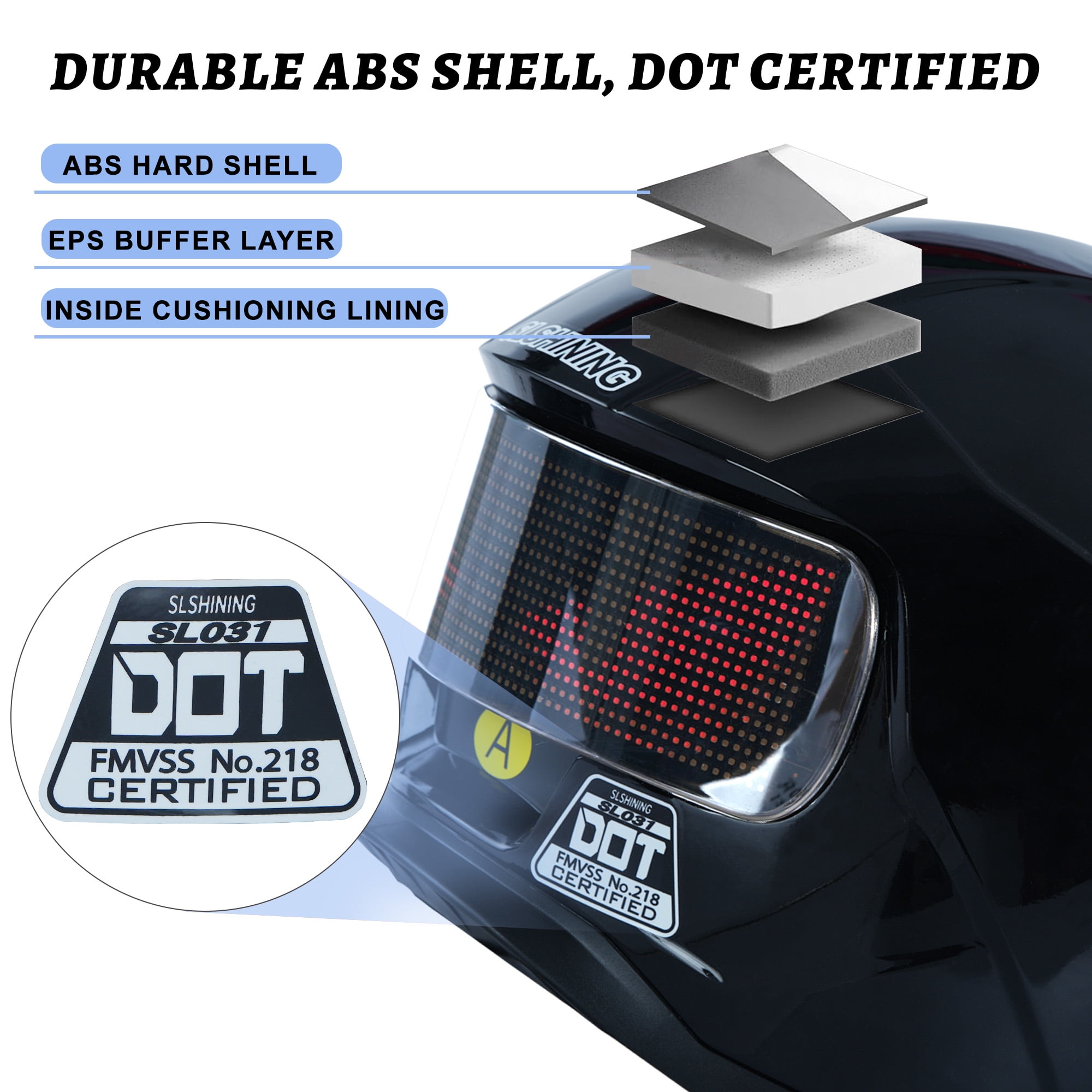 Geemuslly Adult Full-Face Motorcycle Helmet with DIY LED Screen,DOT Approved,Visibility LED Display Smart APP Controlled DIY Helmets for Men and Women