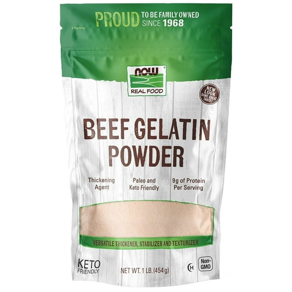 NOW Real Food Beef Gelatin Powder -- 1 lb Pack of 3